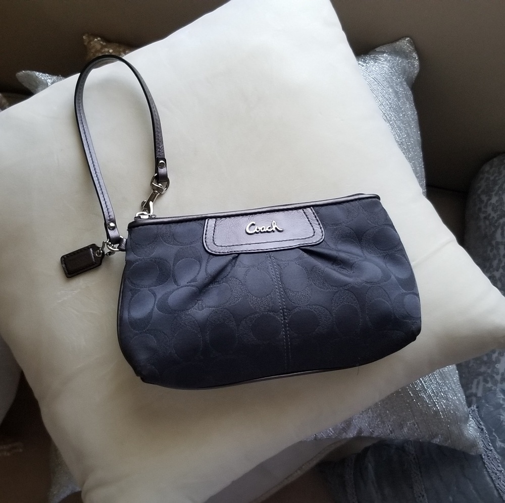 Authentic Coach signature fabric wristlet